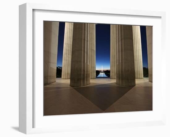 Washinton Monument at Sunset, Viewed from the Lincoln Memorial-Stocktrek Images-Framed Photographic Print