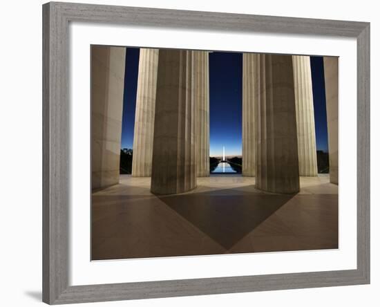 Washinton Monument at Sunset, Viewed from the Lincoln Memorial-Stocktrek Images-Framed Photographic Print