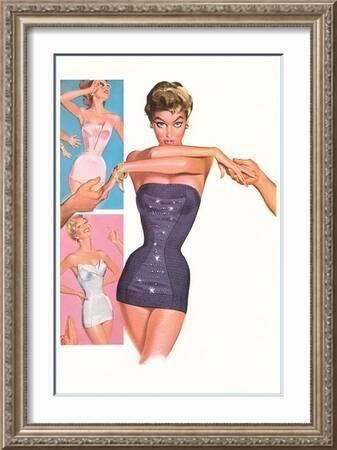 Wasp-Waist Woman in Lingerie' Art Print