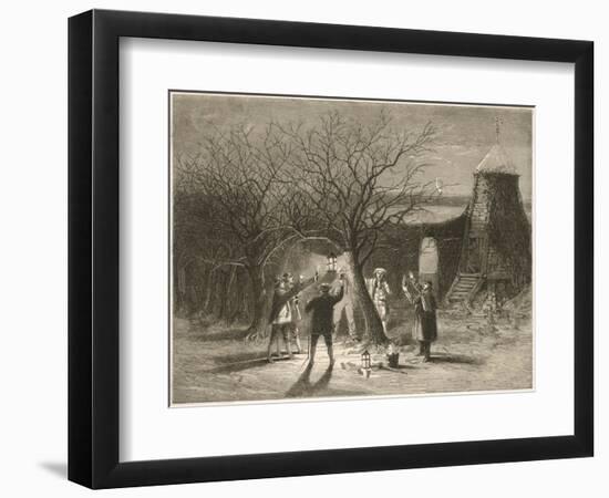 Wassailing Apple Trees with Hot Cider in Devonshire on Twelfth Night-null-Framed Art Print