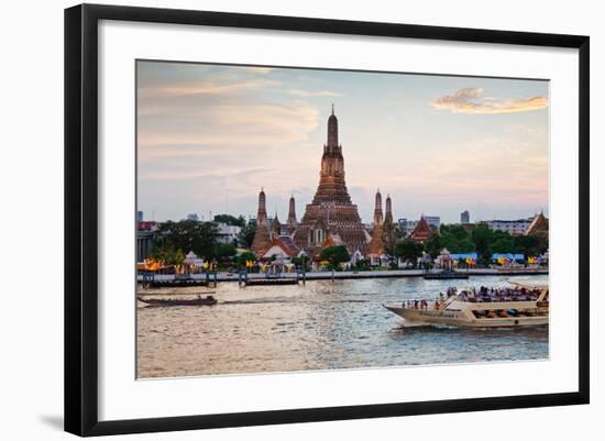 Wat Arun (Temple of the Dawn) and Chao Phraya River at Sunset-Gavin Hellier-Framed Photographic Print