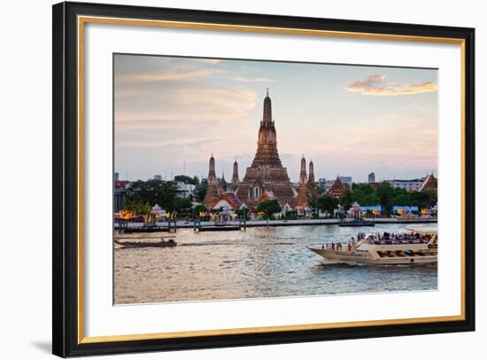 Wat Arun (Temple of the Dawn) and Chao Phraya River at Sunset-Gavin Hellier-Framed Photographic Print