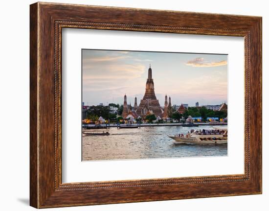 Wat Arun (Temple of the Dawn) and Chao Phraya River at Sunset-Gavin Hellier-Framed Photographic Print