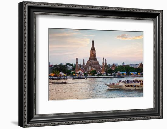 Wat Arun (Temple of the Dawn) and Chao Phraya River at Sunset-Gavin Hellier-Framed Photographic Print