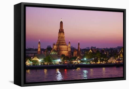 Wat Arun (Temple of the Dawn) and the Chao Phraya River by Night, Bangkok, Thailand-null-Framed Premier Image Canvas