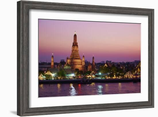 Wat Arun (Temple of the Dawn) and the Chao Phraya River by Night, Bangkok, Thailand-null-Framed Photographic Print