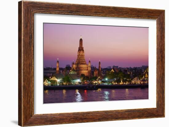 Wat Arun (Temple of the Dawn) and the Chao Phraya River by Night, Bangkok, Thailand-null-Framed Photographic Print