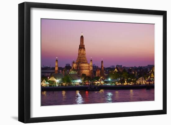 Wat Arun (Temple of the Dawn) and the Chao Phraya River by Night, Bangkok, Thailand-null-Framed Photographic Print