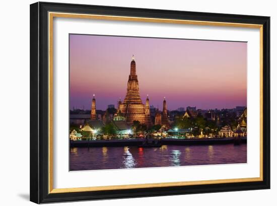 Wat Arun (Temple of the Dawn) and the Chao Phraya River by Night, Bangkok, Thailand-null-Framed Photographic Print