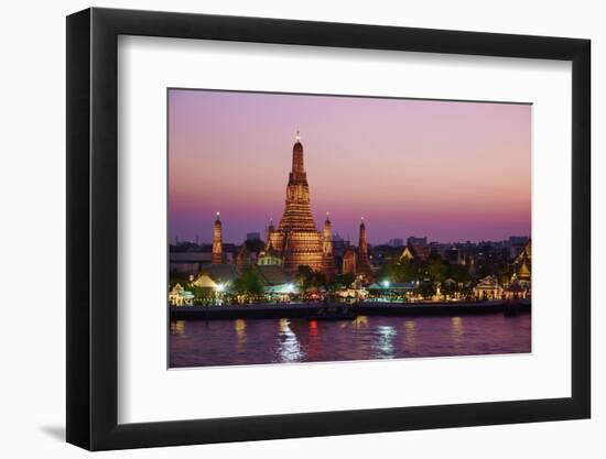 Wat Arun (Temple of the Dawn) and the Chao Phraya River by Night, Bangkok, Thailand-null-Framed Photographic Print