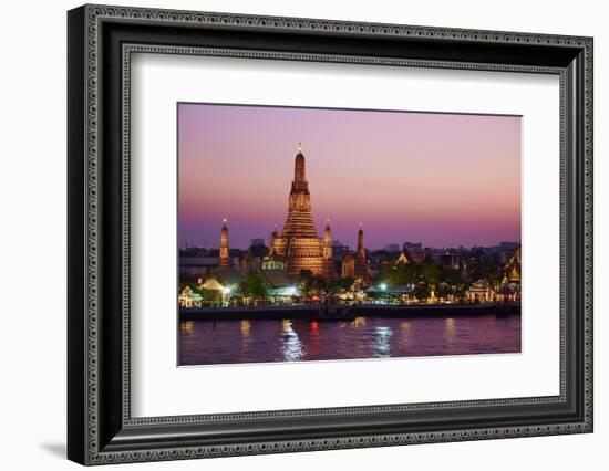 Wat Arun (Temple of the Dawn) and the Chao Phraya River by Night, Bangkok, Thailand-null-Framed Photographic Print