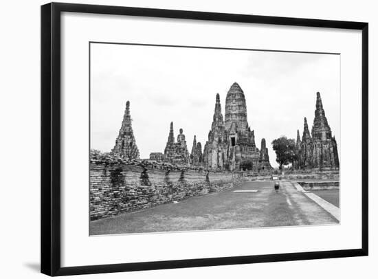 Wat Chaiwatthanaram Temple Black and White Style. Ayutthaya Historical Park, Thailand.-doraclub-Framed Photographic Print