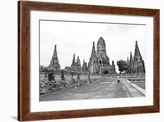 Wat Chaiwatthanaram Temple Black and White Style. Ayutthaya Historical Park, Thailand.-doraclub-Framed Photographic Print