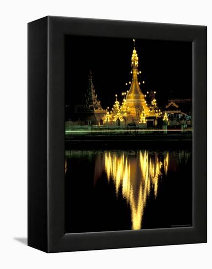 Wat Chong Klang and Reflection in Chong Kham Lake, Thailand-Merrill Images-Framed Premier Image Canvas