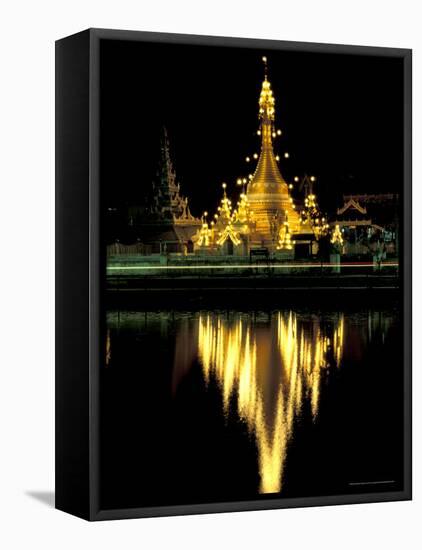 Wat Chong Klang and Reflection in Chong Kham Lake, Thailand-Merrill Images-Framed Premier Image Canvas