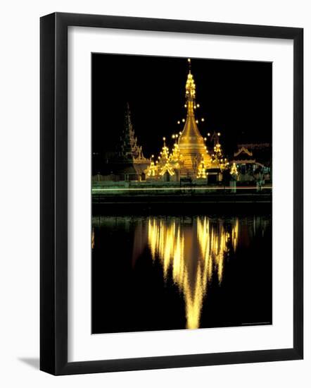 Wat Chong Klang and Reflection in Chong Kham Lake, Thailand-Merrill Images-Framed Photographic Print