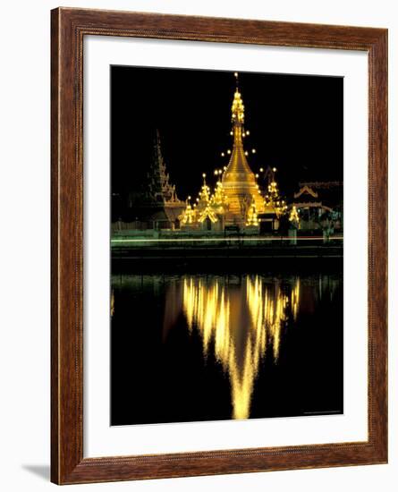 Wat Chong Klang and Reflection in Chong Kham Lake, Thailand-Merrill Images-Framed Photographic Print