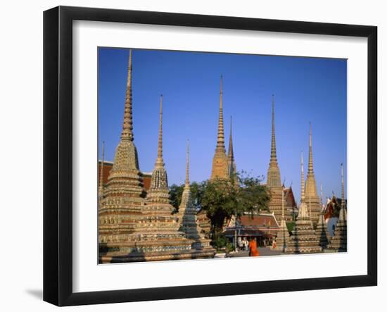 Wat Pho / Chedis / Monk, Bangkok, Thailand-Steve Vidler-Framed Photographic Print