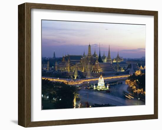 Wat Phra Kaew, the Temple of the Emerald Buddha, and the Grand Palace at Dusk in Bangkok, Thailand-Gavin Hellier-Framed Photographic Print