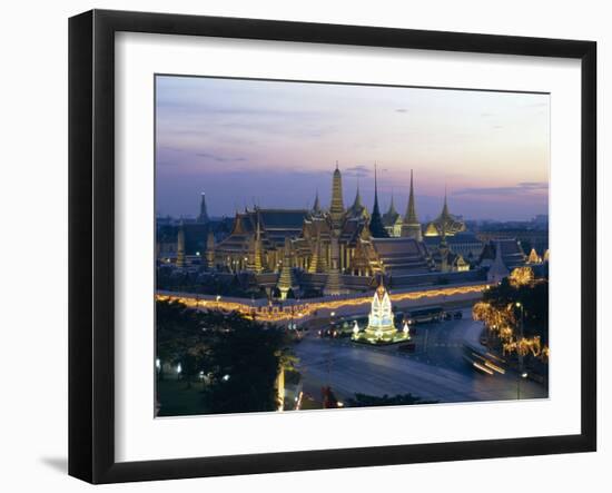 Wat Phra Kaew, the Temple of the Emerald Buddha, and the Grand Palace at Dusk in Bangkok, Thailand-Gavin Hellier-Framed Photographic Print