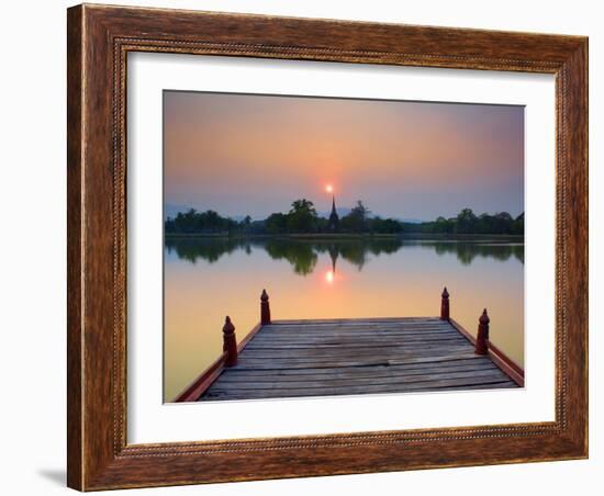 Wat Sa Si at Dusk, Sukhothai Historical Park, UNESCO World Heritage Site, Sukhothai Province, Thail-Ben Pipe-Framed Photographic Print