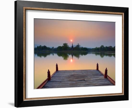 Wat Sa Si at Dusk, Sukhothai Historical Park, UNESCO World Heritage Site, Sukhothai Province, Thail-Ben Pipe-Framed Photographic Print