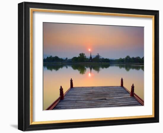 Wat Sa Si at Dusk, Sukhothai Historical Park, UNESCO World Heritage Site, Sukhothai Province, Thail-Ben Pipe-Framed Photographic Print