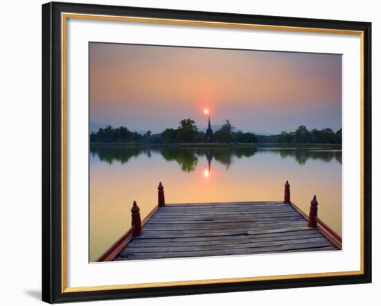 Wat Sa Si at Dusk, Sukhothai Historical Park, UNESCO World Heritage Site, Sukhothai Province, Thail-Ben Pipe-Framed Photographic Print