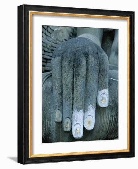 Wat Si Chum / Seated Buddha / Detail of Hand, SUKhothai, Thailand-Steve Vidler-Framed Photographic Print