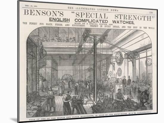 Watch and Clock Manufacture a Watch and Clock Factory Workshop in the Rear of Benson's Showrooms-null-Mounted Art Print
