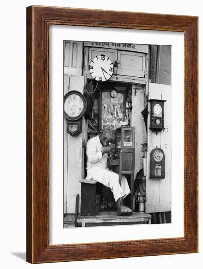 Watch Repair Shop, Mohammed Ali Road, Mumbai, Maharashtra, India, 1976-null-Framed Photographic Print