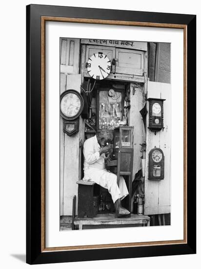 Watch Repair Shop, Mohammed Ali Road, Mumbai, Maharashtra, India, 1976-null-Framed Photographic Print