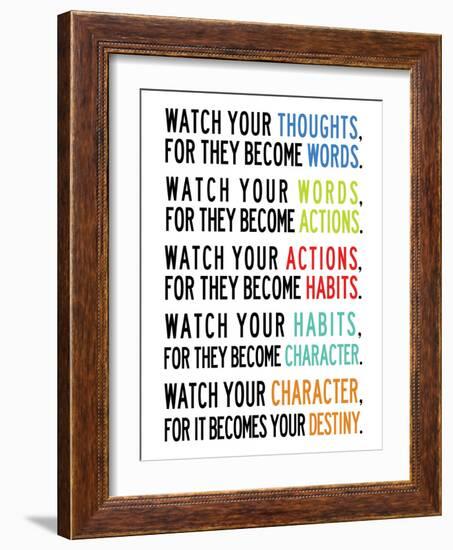 Watch Your Thoughts Colorful-null-Framed Premium Giclee Print