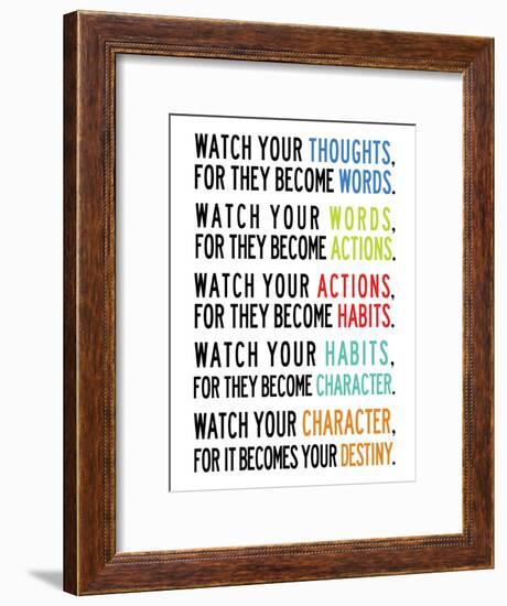 Watch Your Thoughts Colorful-null-Framed Art Print