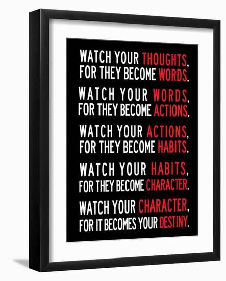 Watch Your Thoughts Motivational Poster-null-Framed Art Print