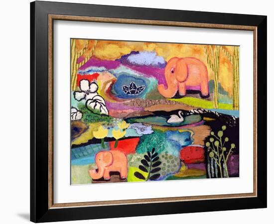 Watchful Eye Elephants-Wyanne-Framed Giclee Print