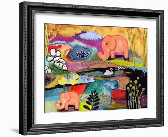 Watchful Eye Elephants-Wyanne-Framed Giclee Print