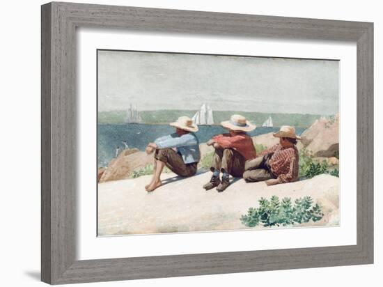 Watching Ships, Gloucester, 1875-Winslow Homer-Framed Giclee Print