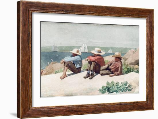 Watching Ships, Gloucester, 1875-Winslow Homer-Framed Giclee Print