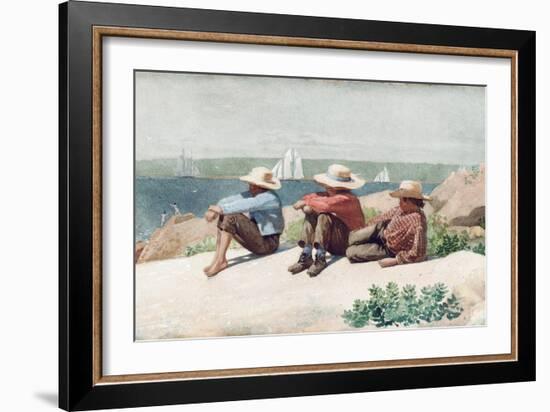 Watching Ships, Gloucester, 1875-Winslow Homer-Framed Giclee Print