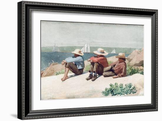 Watching Ships, Gloucester, 1875-Winslow Homer-Framed Giclee Print