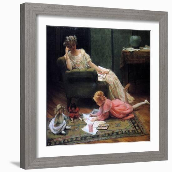 Watching the Child Play, 1909-Charles Courtney Curran-Framed Giclee Print