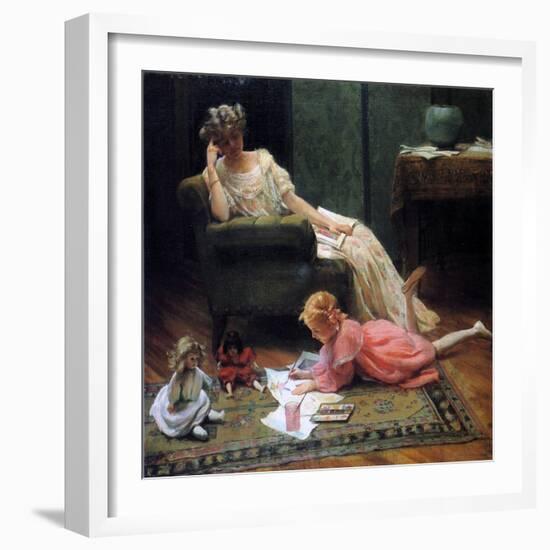 Watching the Child Play, 1909-Charles Courtney Curran-Framed Giclee Print