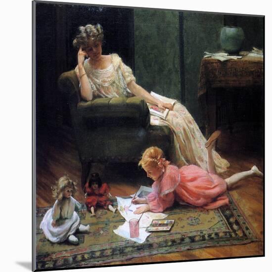 Watching the Child Play, 1909-Charles Courtney Curran-Mounted Giclee Print