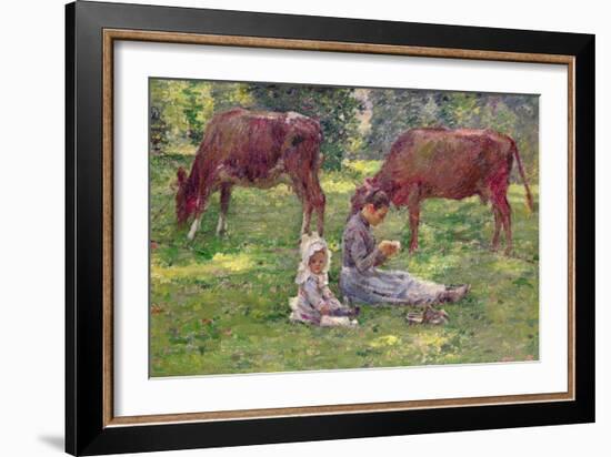 Watching the Cows-Theodore Robinson-Framed Giclee Print