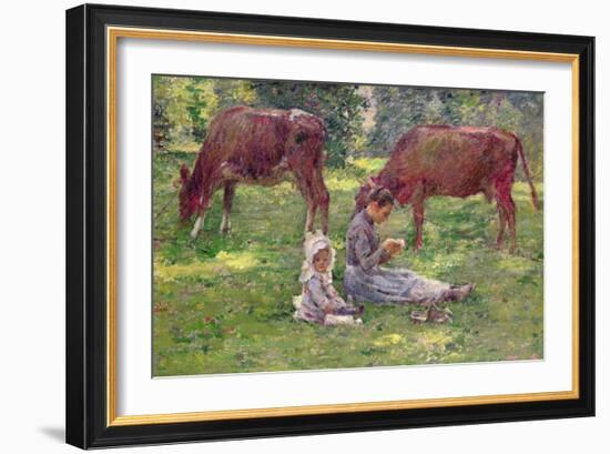 Watching the Cows-Theodore Robinson-Framed Giclee Print