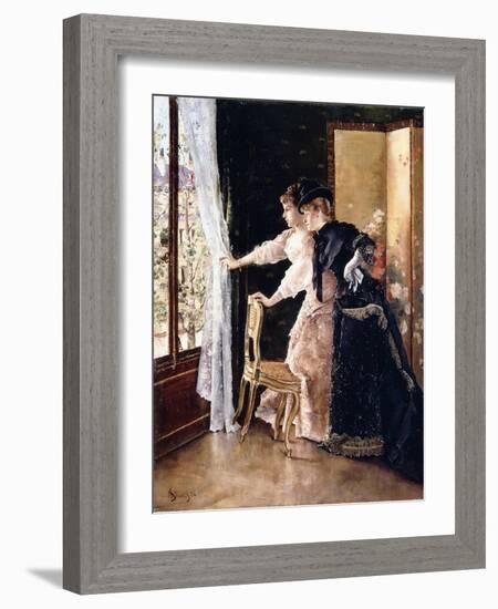 Watching the Fiance Pass By, 1886-Alfred Emile Léopold Stevens-Framed Giclee Print