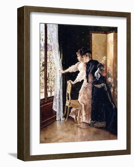 Watching the Fiance Pass By, 1886-Alfred Emile Léopold Stevens-Framed Giclee Print