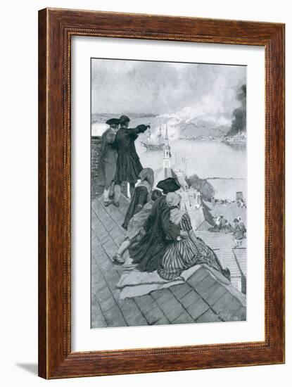 Watching the Fight at Bunker Hill, Illustration from "Colonies and Nation" by Woodrow Wilson-Howard Pyle-Framed Giclee Print