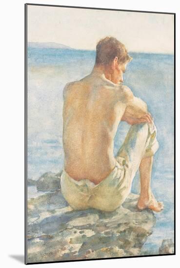 Watching the Sea (Pencil & W/C on Paper)-Henry Scott Tuke-Mounted Giclee Print